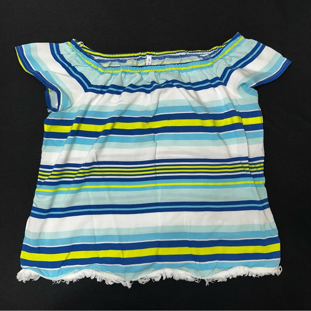 Southern Tide off the shoulder top ladies medium striped with fringe